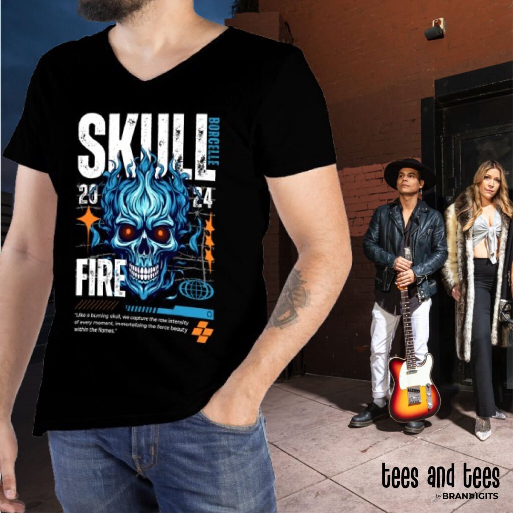 Skull illustrative design for band tees